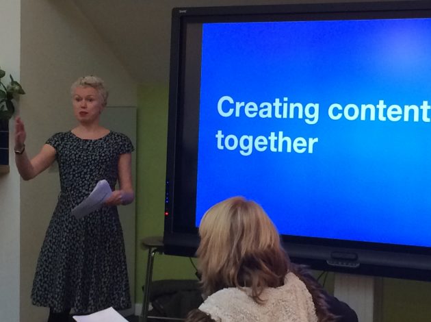 GDS' Sue Davis gives a presentation on pair writing. Picture courtesy of Persis Howe.