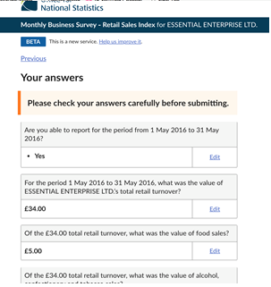 Check your answers page, which has the sentence “Please check your answers carefully before submitting” highlighted orange.