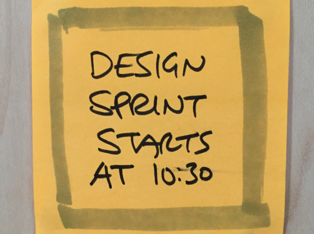 Post-it saying Design Sprint starts at 10:30