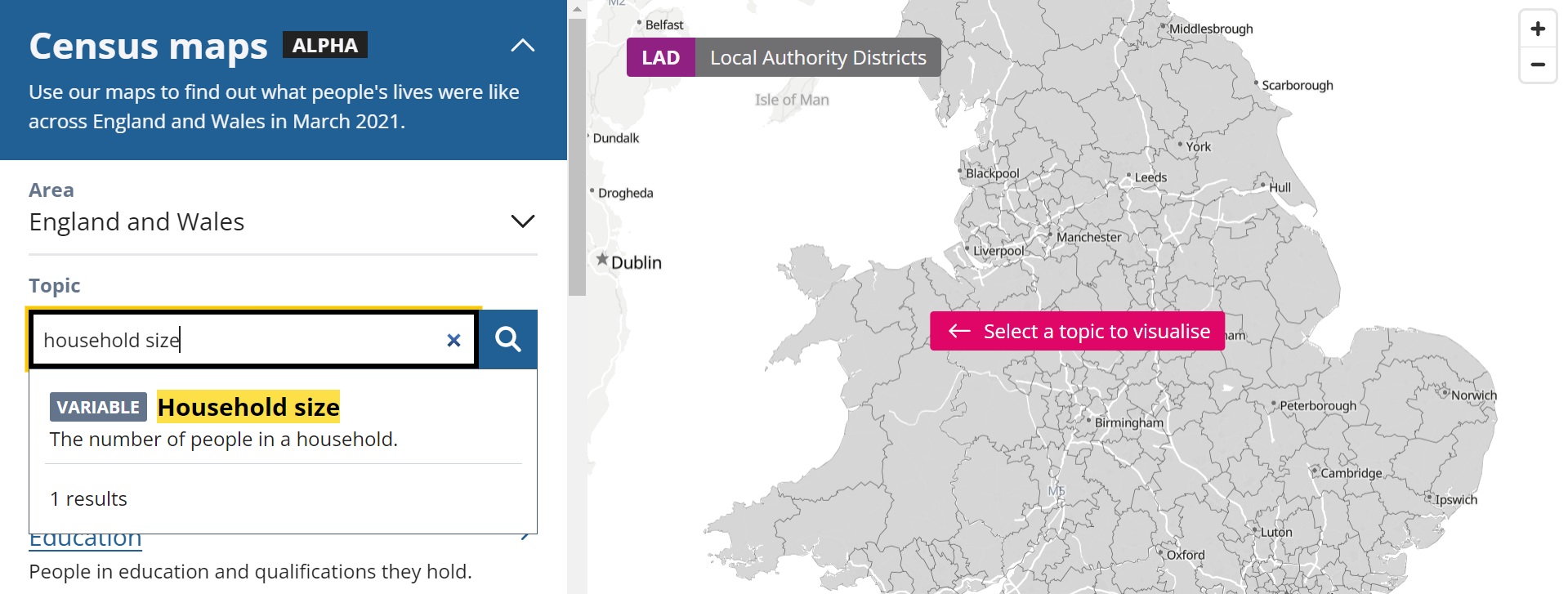 Select a topic in Census maps