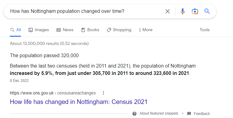 Google search results showing the article as a featured snippet